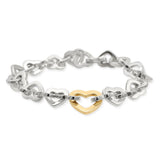 Tiffany & Co. Sterling Silver 18k Yellow Gold Heart Link Bracelet