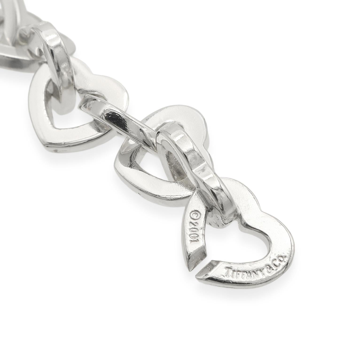 Tiffany & Co. Sterling Silver 18k Yellow Gold Heart Link Bracelet