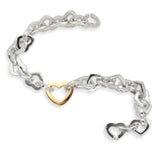 Tiffany & Co. Sterling Silver 18k Yellow Gold Heart Link Bracelet
