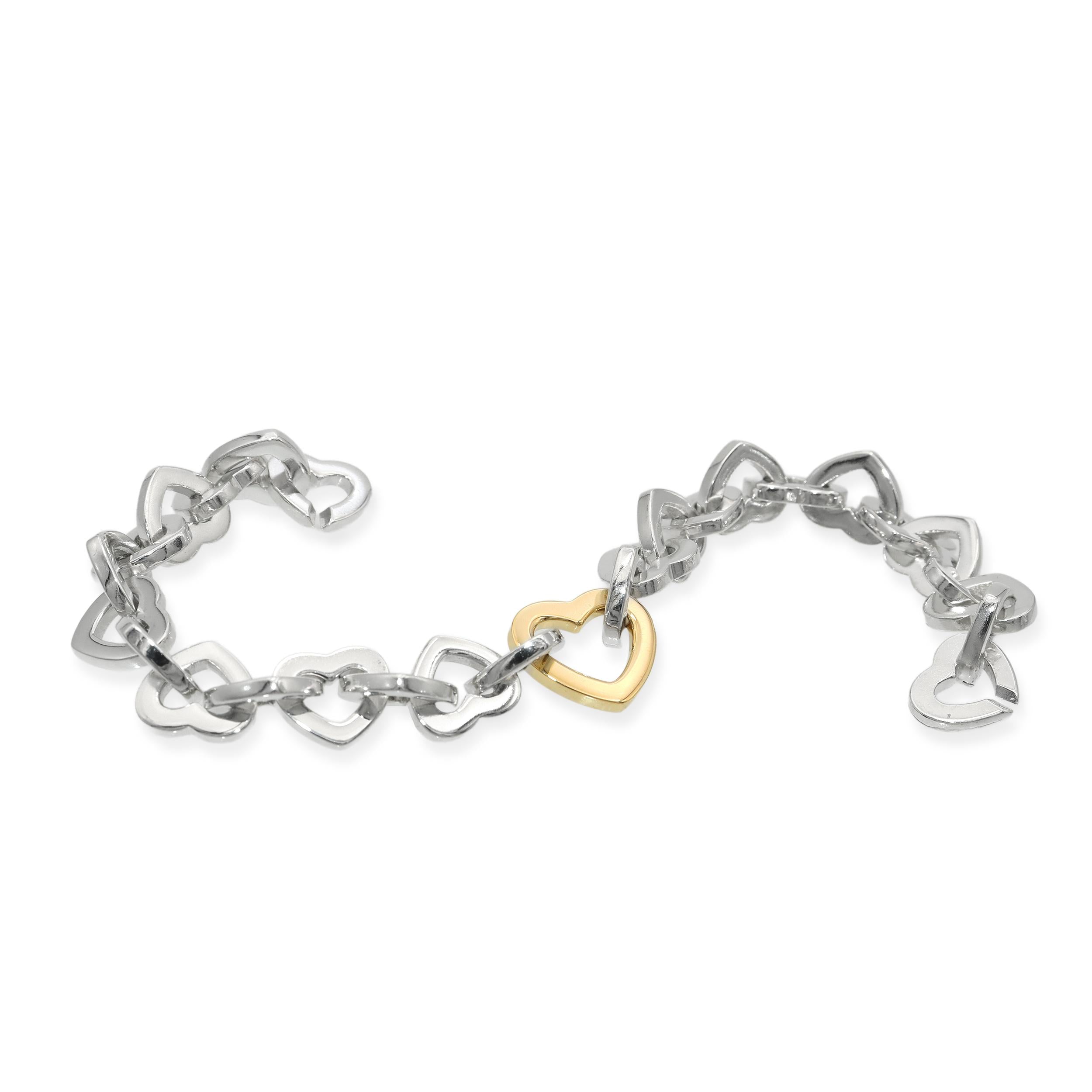 Tiffany & Co. Sterling Silver 18k Yellow Gold Heart Link Bracelet