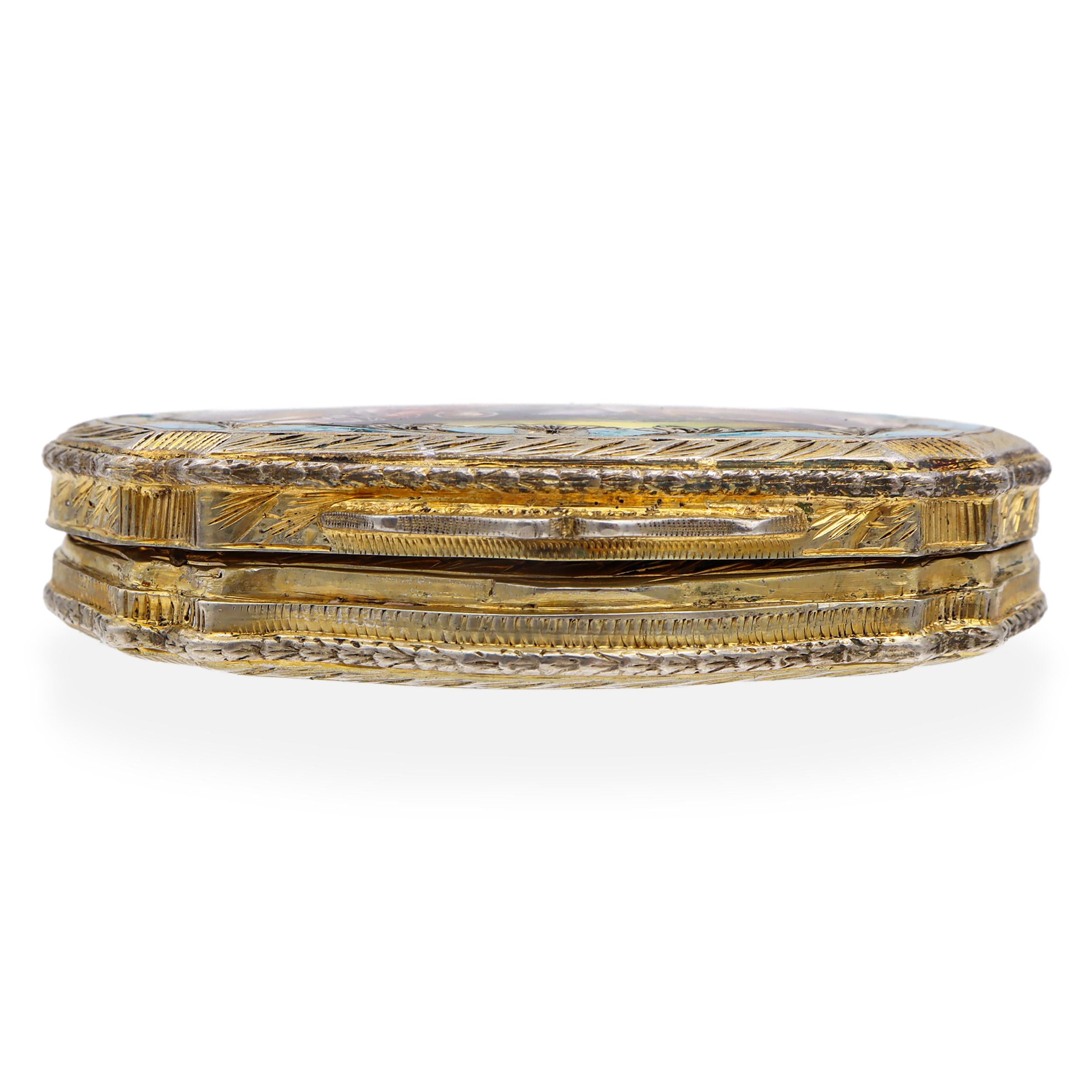 Vintage Enamel Gold Plated Silver Powder Compact