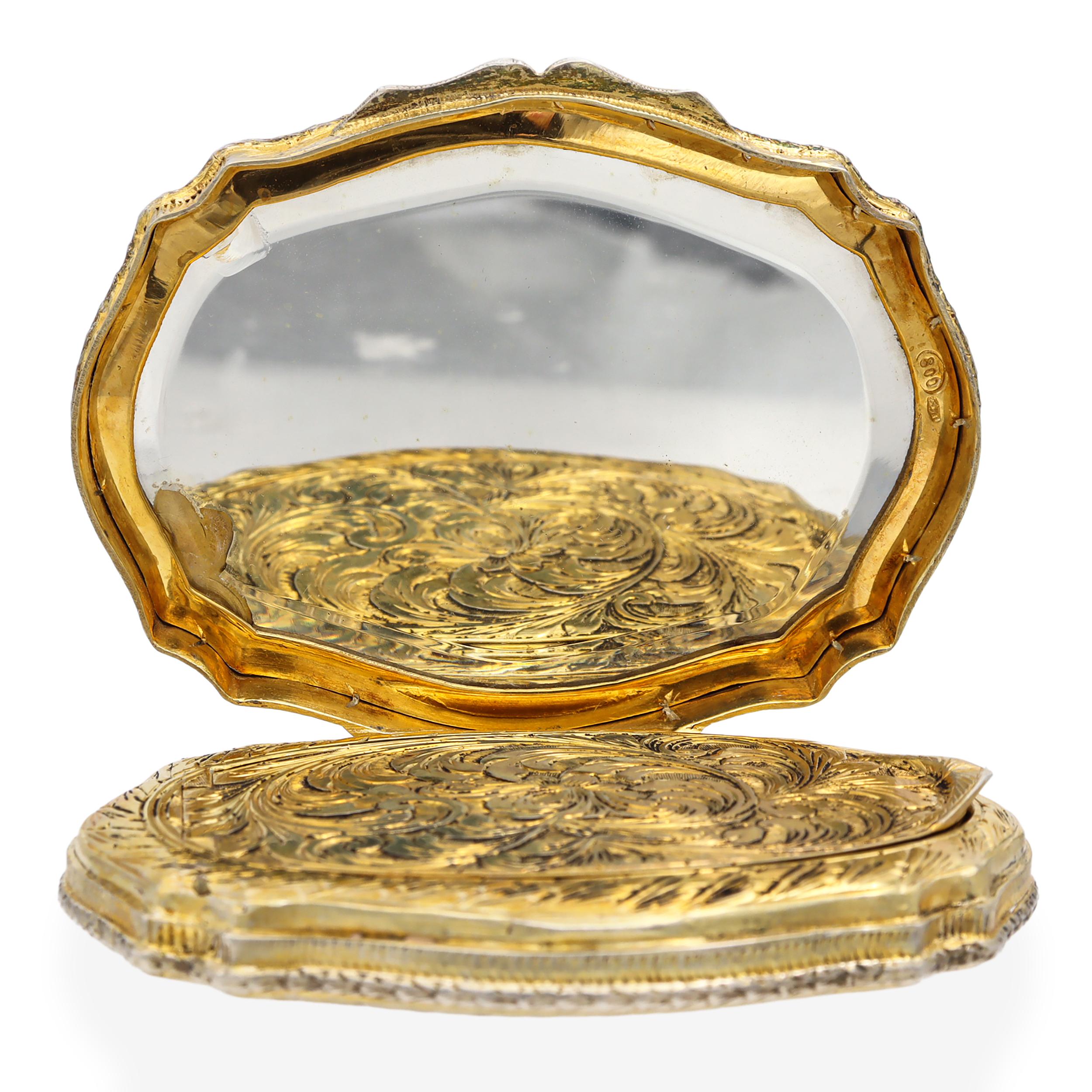 Vintage Enamel Gold Plated Silver Powder Compact