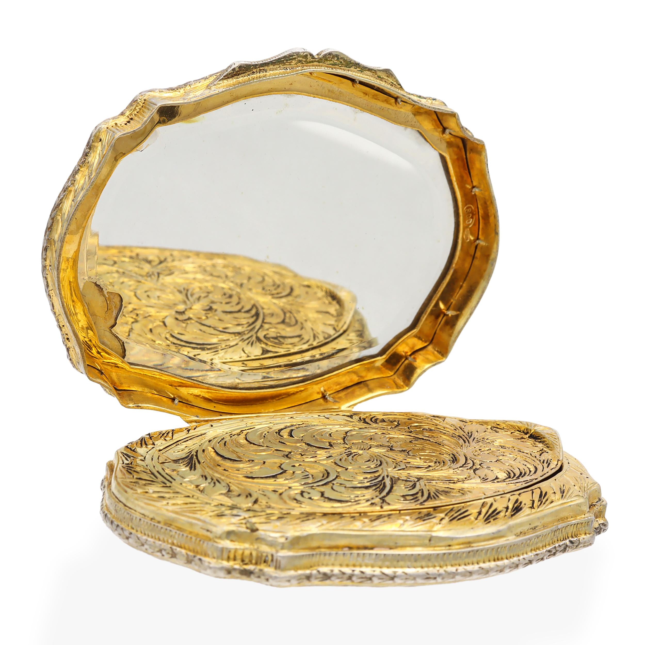 Vintage Enamel Gold Plated Silver Powder Compact