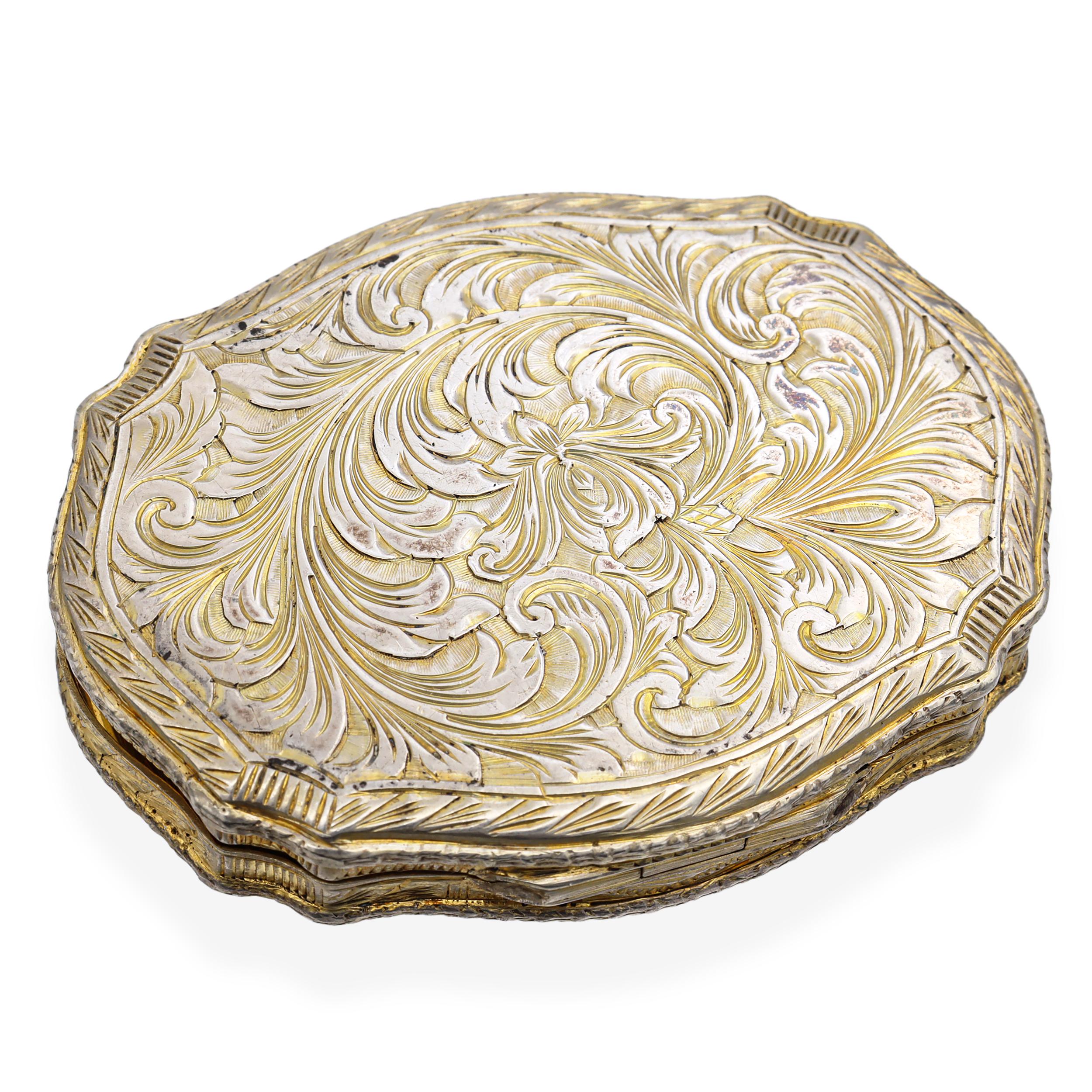 Vintage Enamel Gold Plated Silver Powder Compact