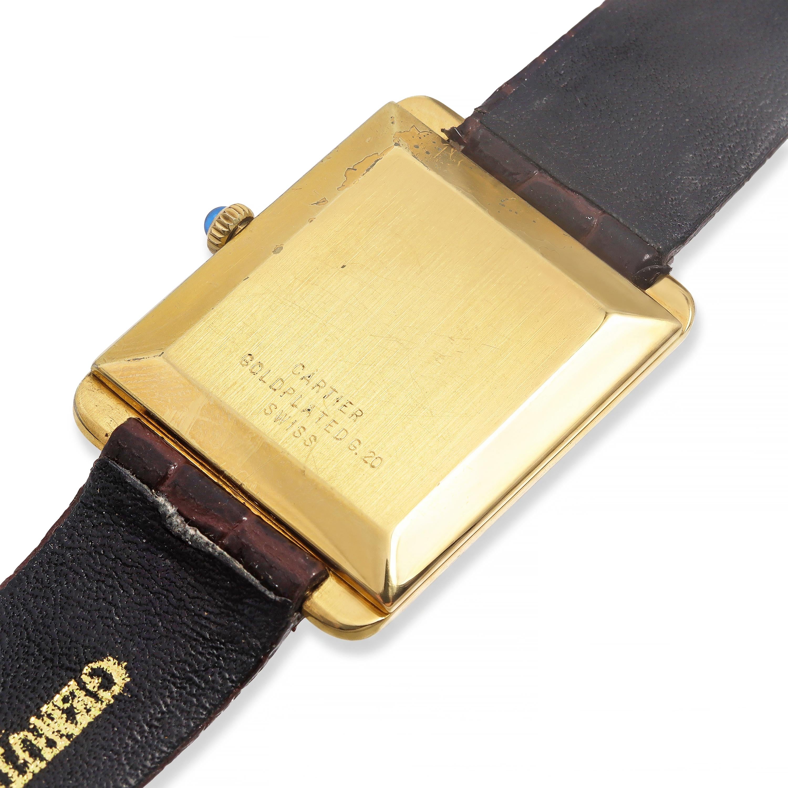 Vintage Cartier Jumbo Stepped Tank Gold-Plated Manual Wind Men's Watch