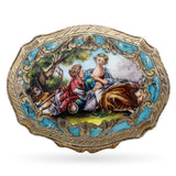 Vintage Enamel Gold Plated Silver Powder Compact