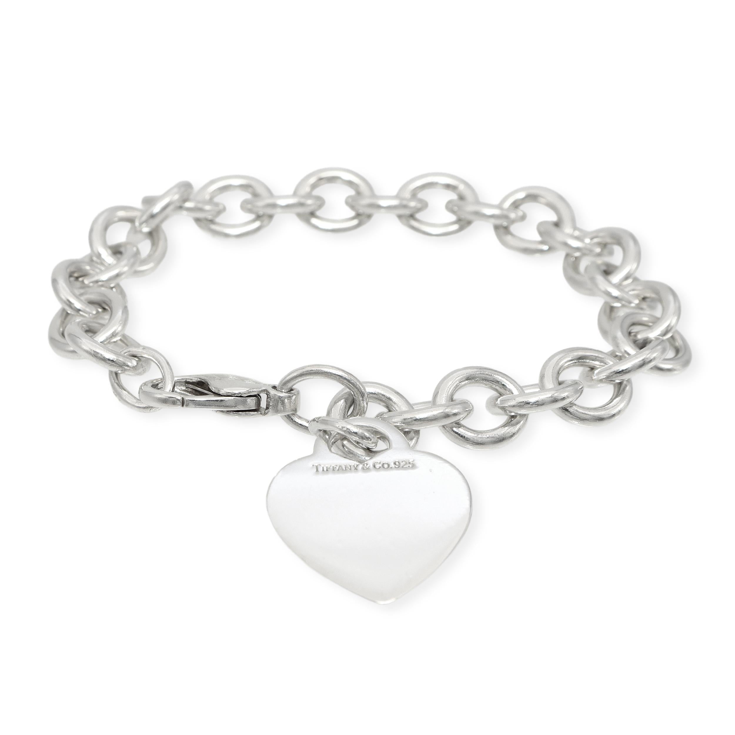Tiffany & Co. Sterling Silver Heart Tag Charm Link Bracelet