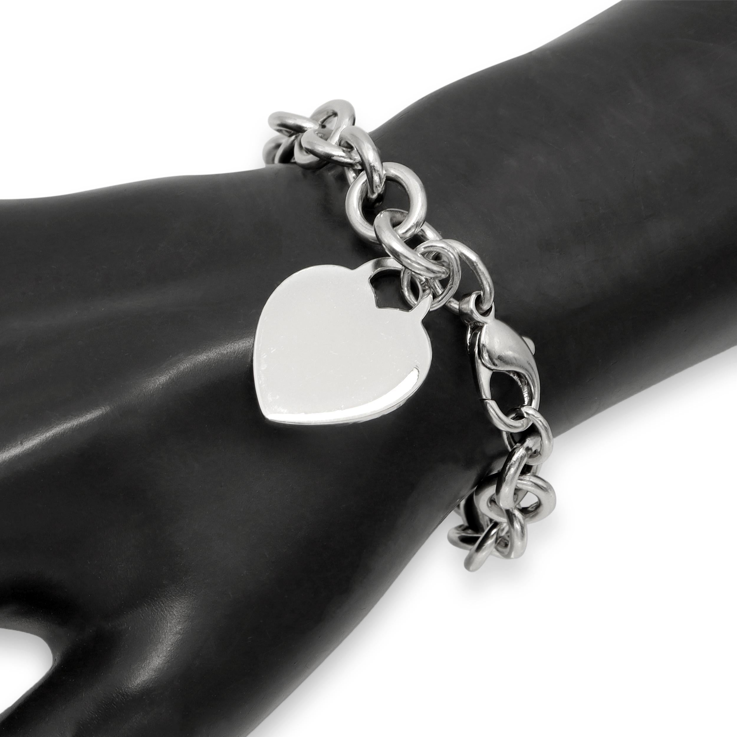 Tiffany & Co. Sterling Silver Heart Tag Charm Link Bracelet