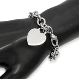 Tiffany & Co. Sterling Silver Heart Tag Charm Link Bracelet