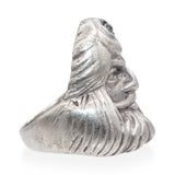 Antique Sterling Silver Man With Turban .29ct Old European Diamond Ring