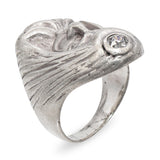 Antique Sterling Silver Man With Turban .29ct Old European Diamond Ring