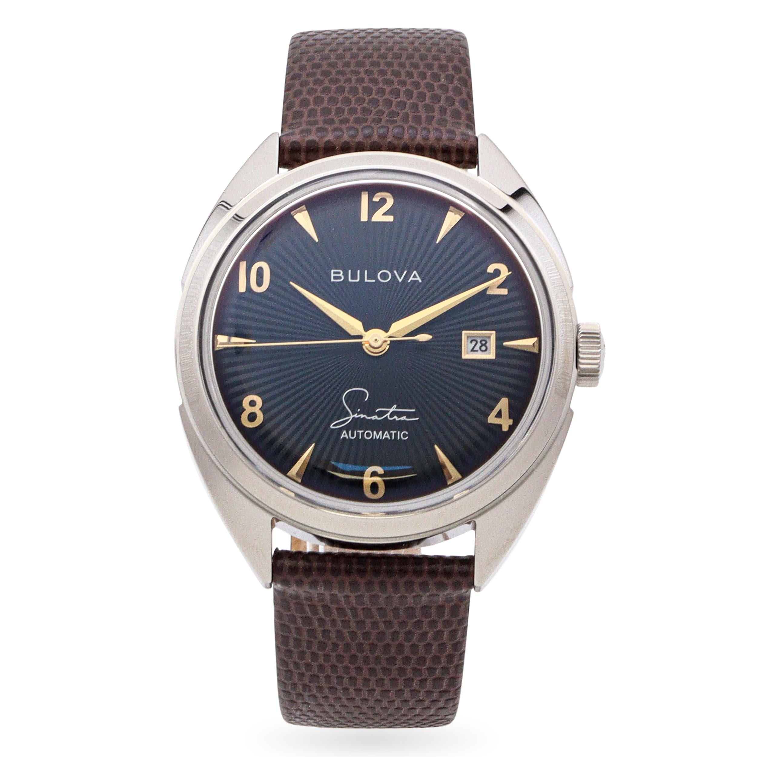 Bulova Sinatra Fly Me To The Moon Skeleton Date Automatic Men's Watch 96B348