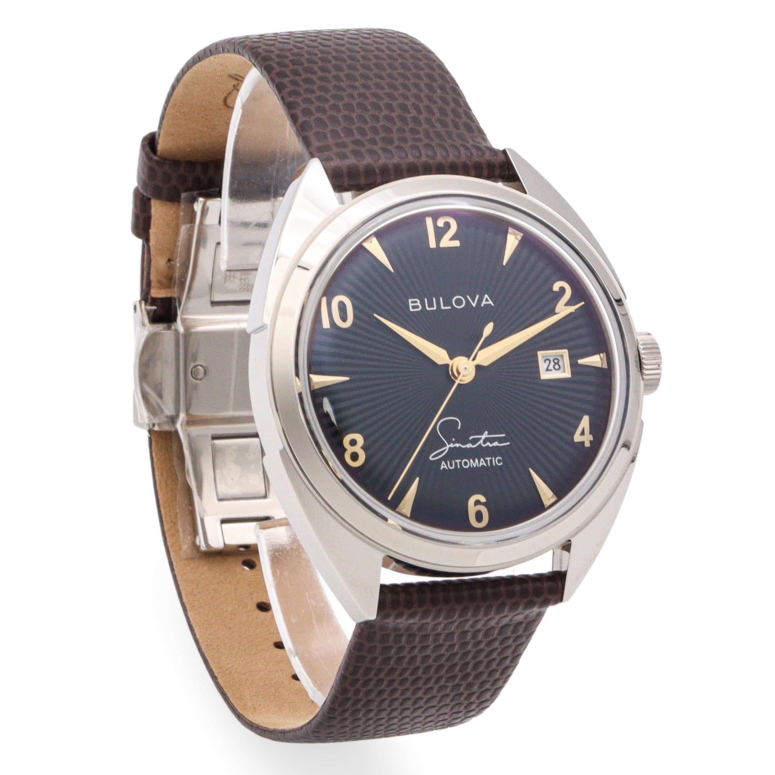 Bulova Sinatra Fly Me To The Moon Skeleton Date Automatic Men's Watch 96B348