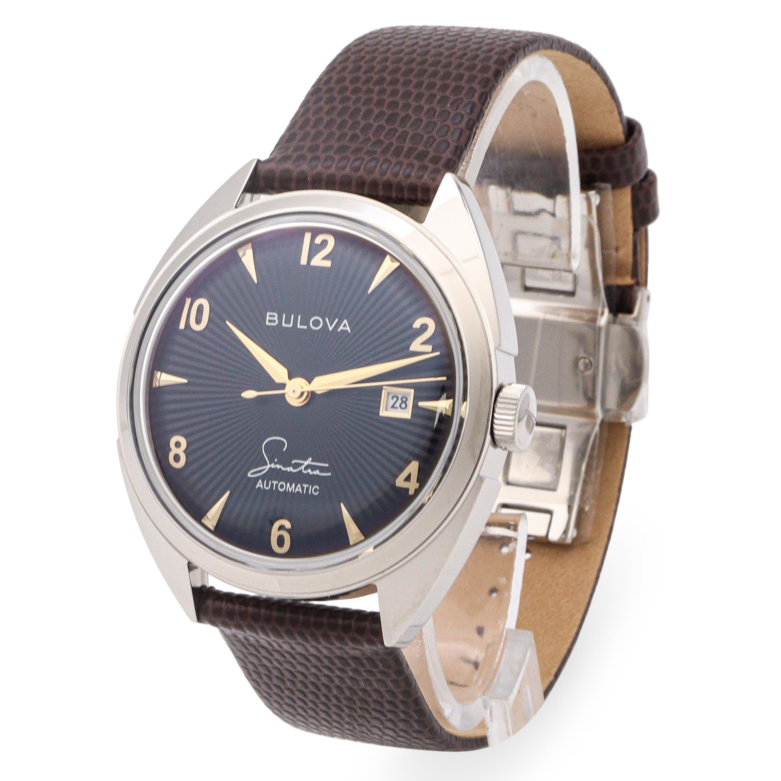 Bulova Sinatra Fly Me To The Moon Skeleton Date Automatic Men's Watch 96B348