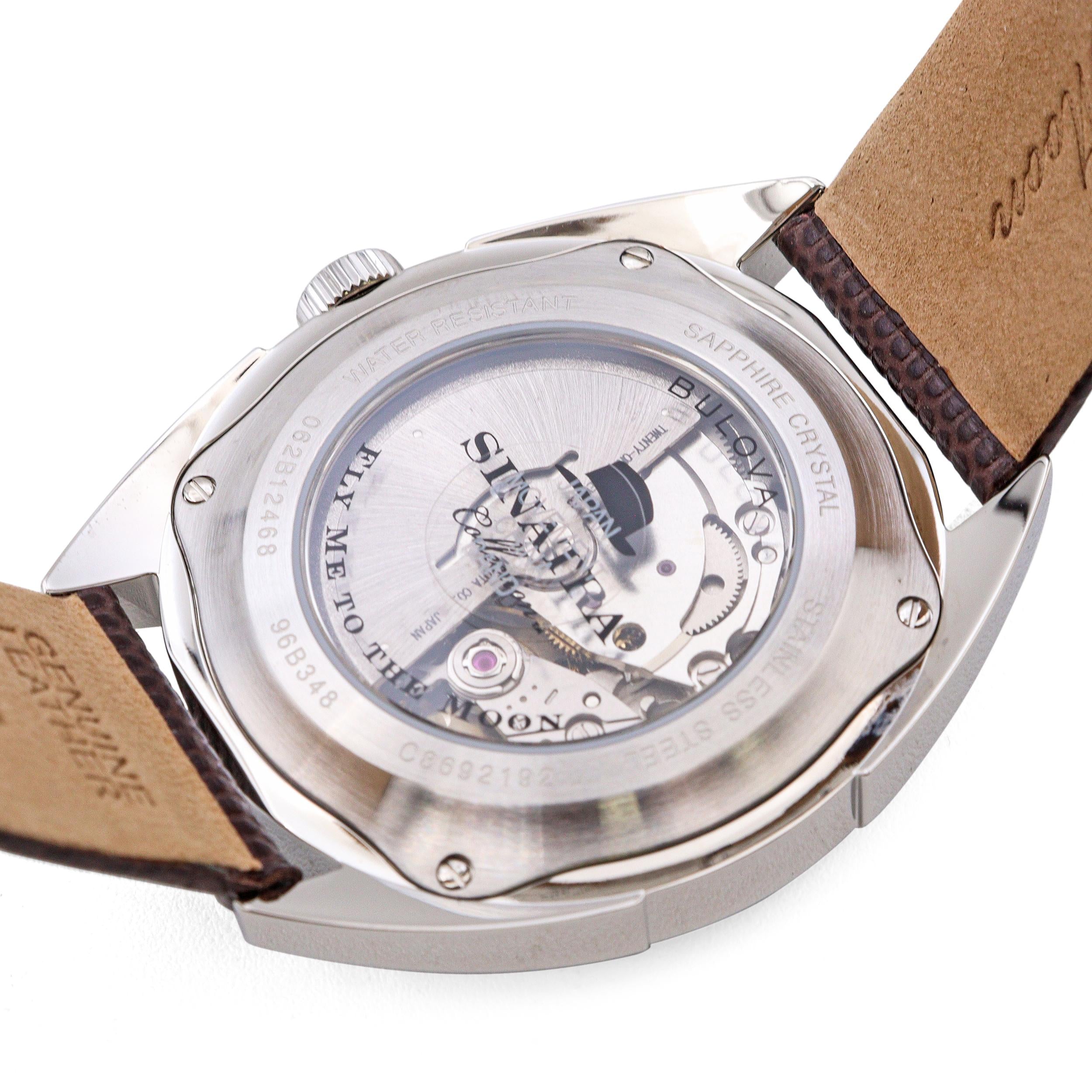 Bulova Sinatra Fly Me To The Moon Skeleton Date Automatic Men's Watch 96B348