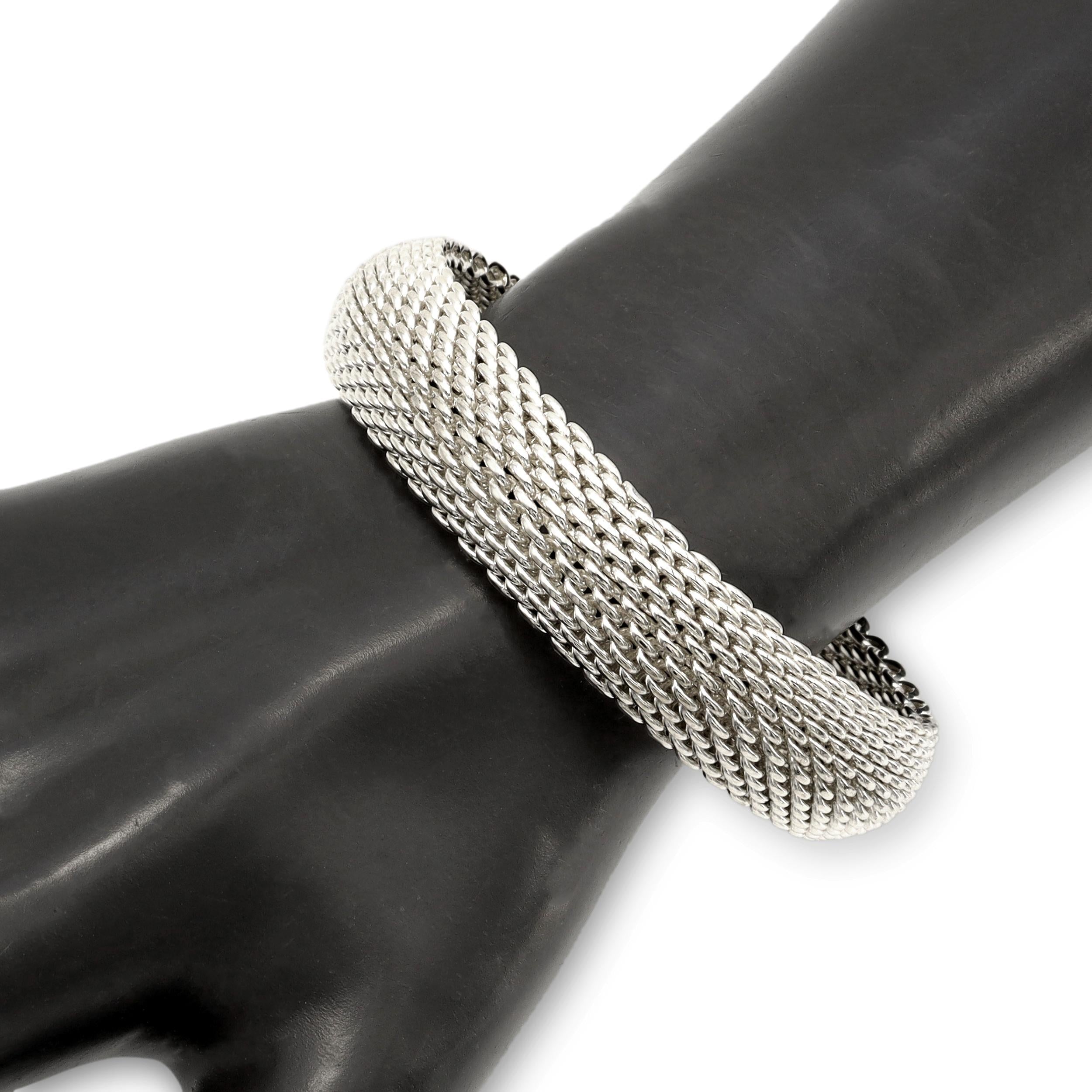 Tiffany & Co. Sterling Silver Somerset Mesh Bangle Bracelet