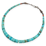 Vintage Sterling Silver Turquoise Heishi Bead Strand Necklace