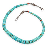Vintage Sterling Silver Turquoise Heishi Bead Strand Necklace