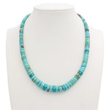 Vintage Sterling Silver Turquoise Heishi Bead Strand Necklace