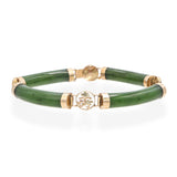 Vintage 14k Yellow Gold Jadeite Station Bracelet