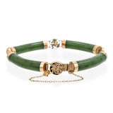 Vintage 14k Yellow Gold Jadeite Station Bracelet