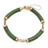 Vintage 14k Yellow Gold Jadeite Station Bracelet