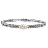 ALOR 18K Yellow Gold & Stainless Steel Cable Diamond Accent Bangle Bracelet