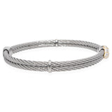 ALOR 18K Yellow Gold & Stainless Steel Cable Diamond Accent Bangle Bracelet