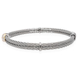 ALOR 18K Yellow Gold & Stainless Steel Cable Diamond Accent Bangle Bracelet