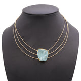 Vintage Yellow Gold Rough Aquamarine Cable Slider Necklace