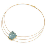 Vintage Yellow Gold Rough Aquamarine Cable Slider Necklace