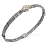 ALOR 18K Yellow Gold & Stainless Steel Cable Diamond Accent Bangle Bracelet