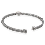 ALOR 18K Yellow Gold & Stainless Steel Cable Diamond Accent Bangle Bracelet