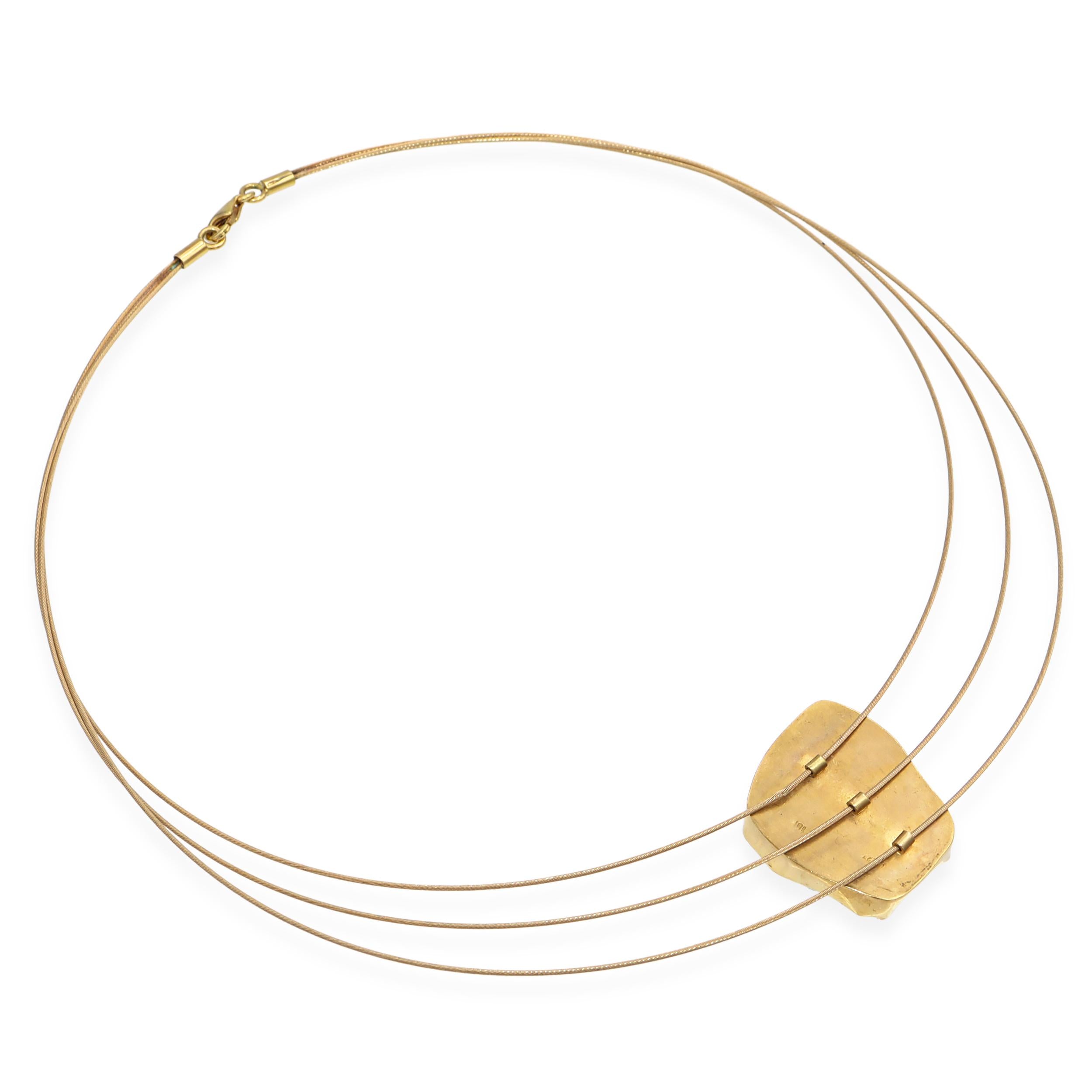 Vintage Yellow Gold Rough Aquamarine Cable Slider Necklace
