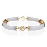 Vintage 14k Yellow Gold Lavender Jadeite Station Bracelet