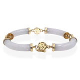 Vintage 14k Yellow Gold Lavender Jadeite Station Bracelet