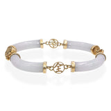 Vintage 14k Yellow Gold Lavender Jadeite Station Bracelet
