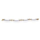 Vintage 14k Yellow Gold Lavender Jadeite Station Bracelet