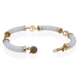 Vintage 14k Yellow Gold Lavender Jadeite Station Bracelet