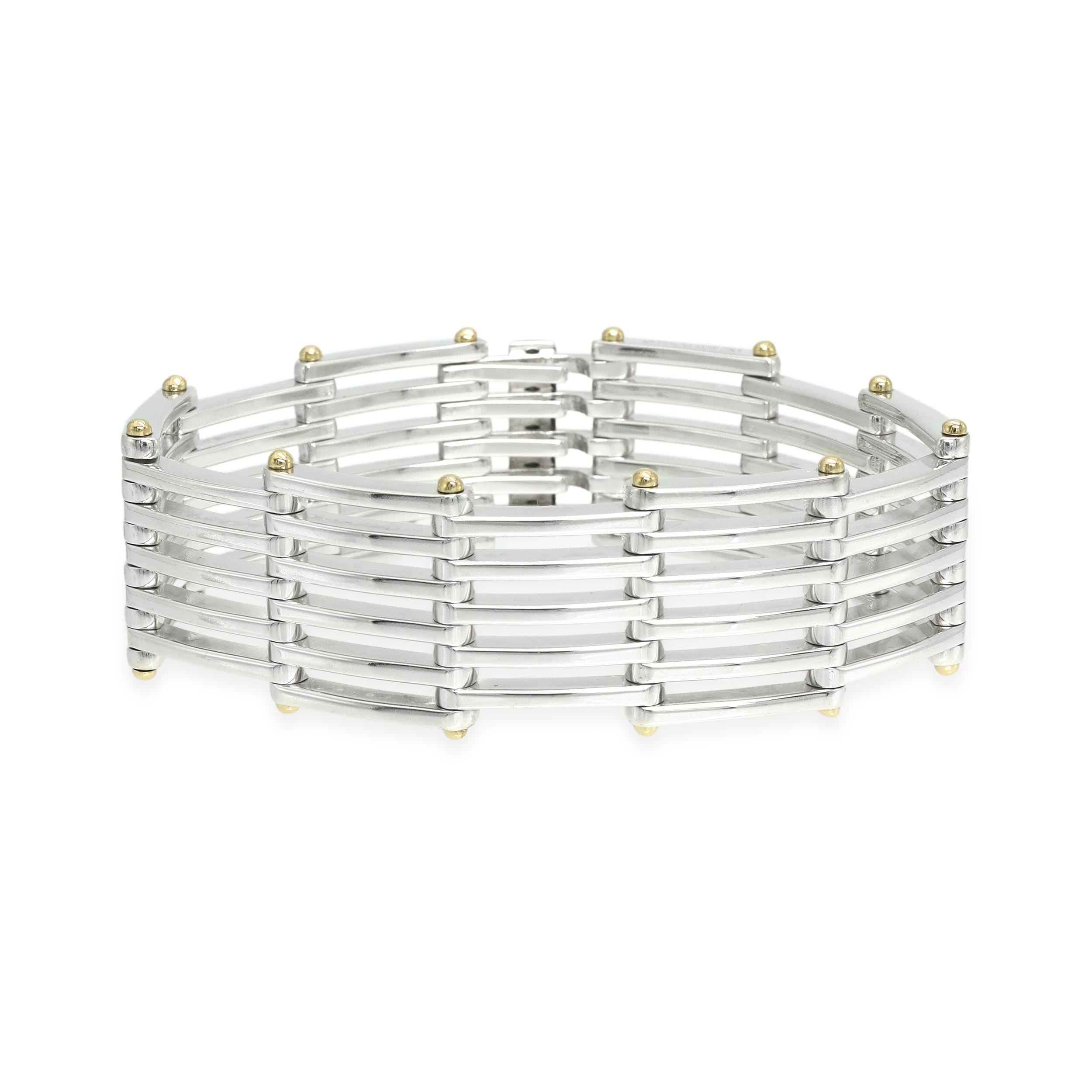 Tiffany & Co. Sterling Silver 18k Gold Gate Link Bracelet