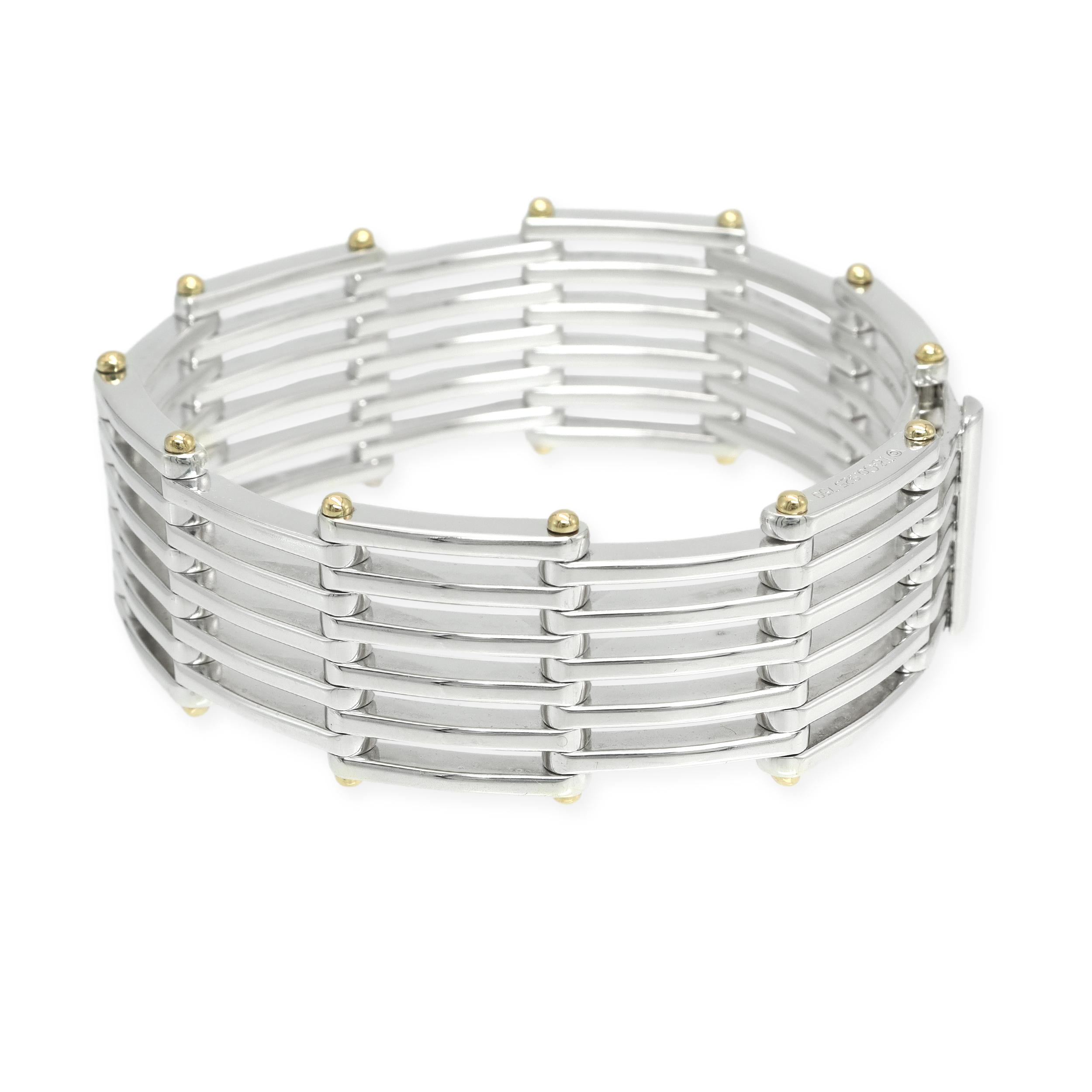 Tiffany & Co. Sterling Silver 18k Gold Gate Link Bracelet