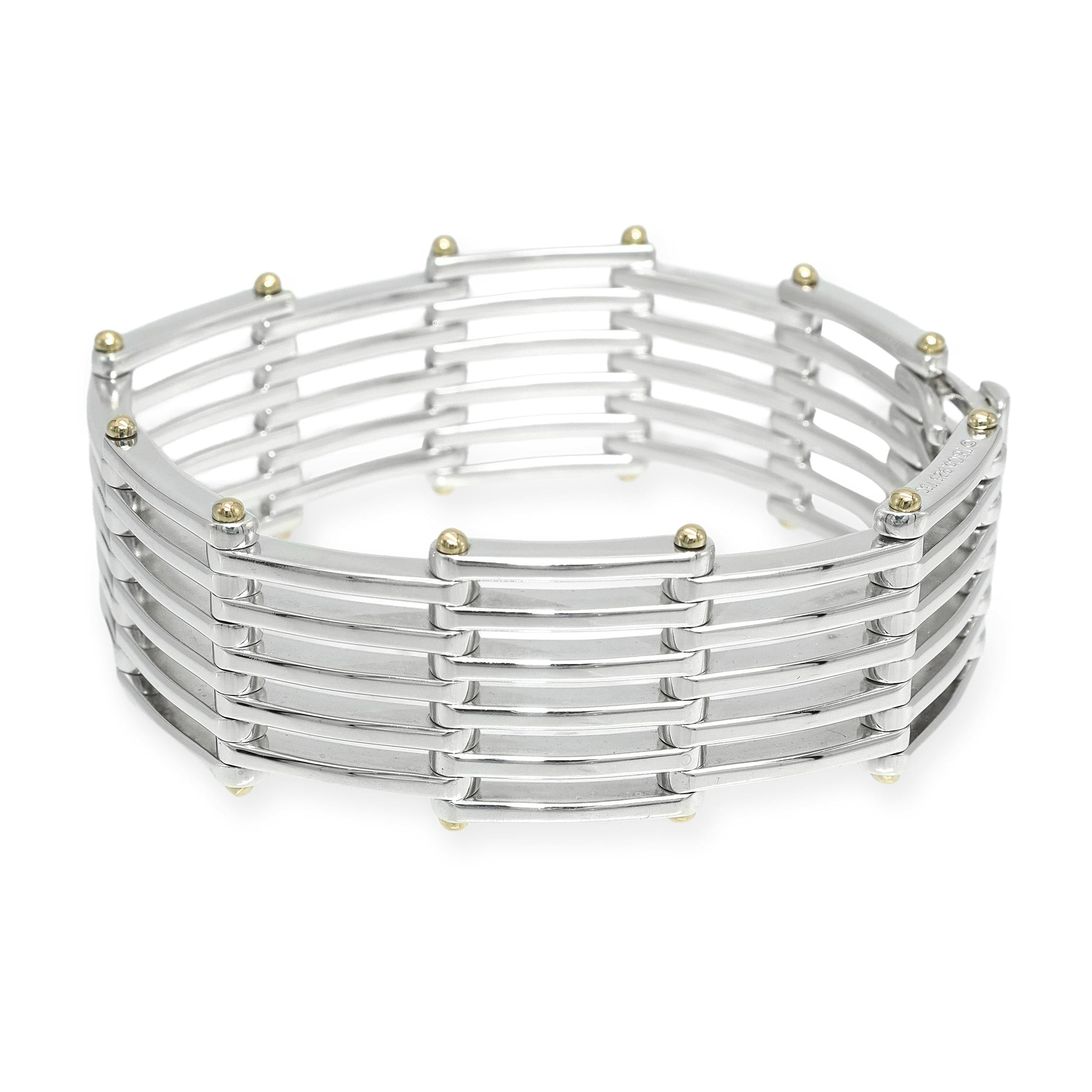 Tiffany & Co. Sterling Silver 18k Gold Gate Link Bracelet
