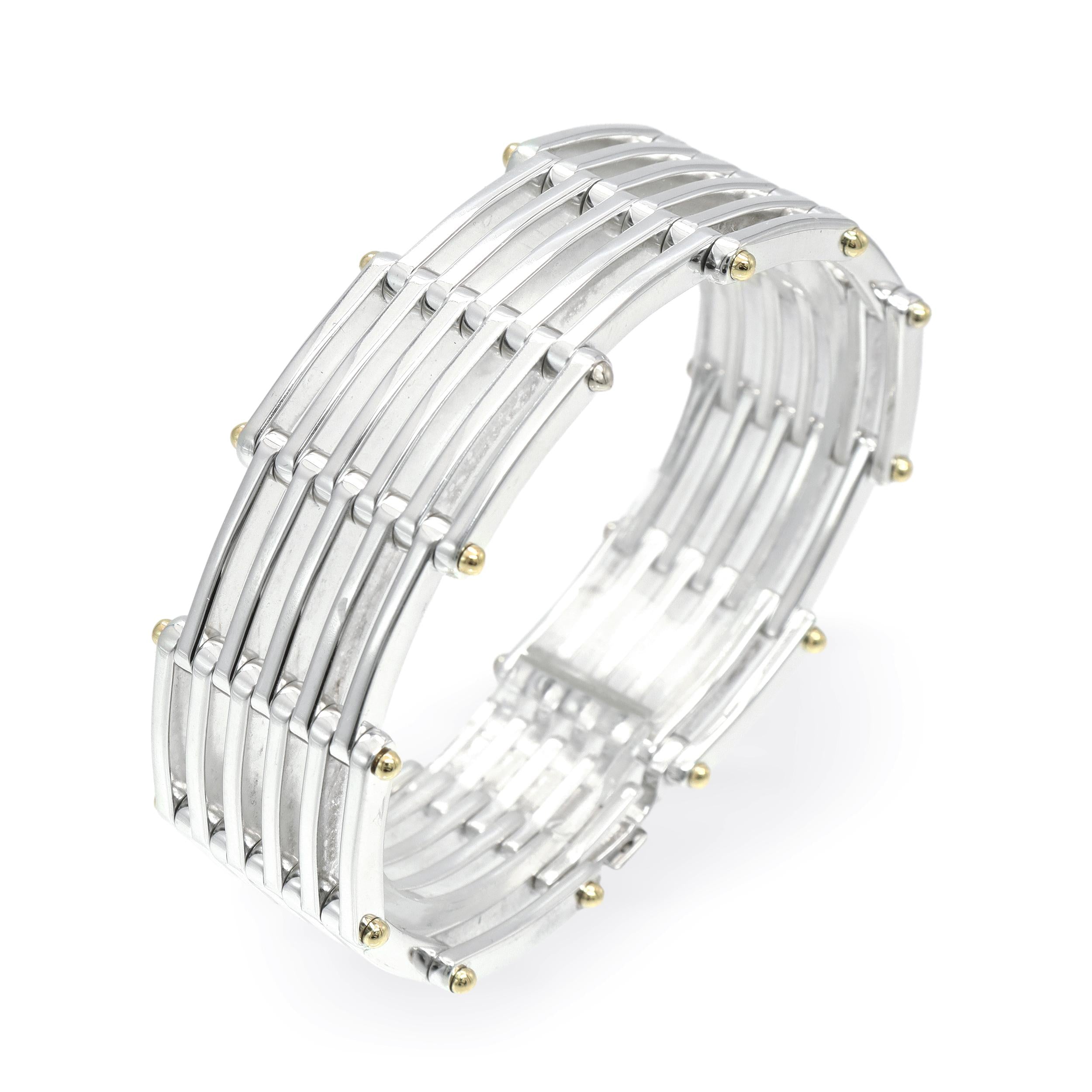 Tiffany & Co. Sterling Silver 18k Gold Gate Link Bracelet