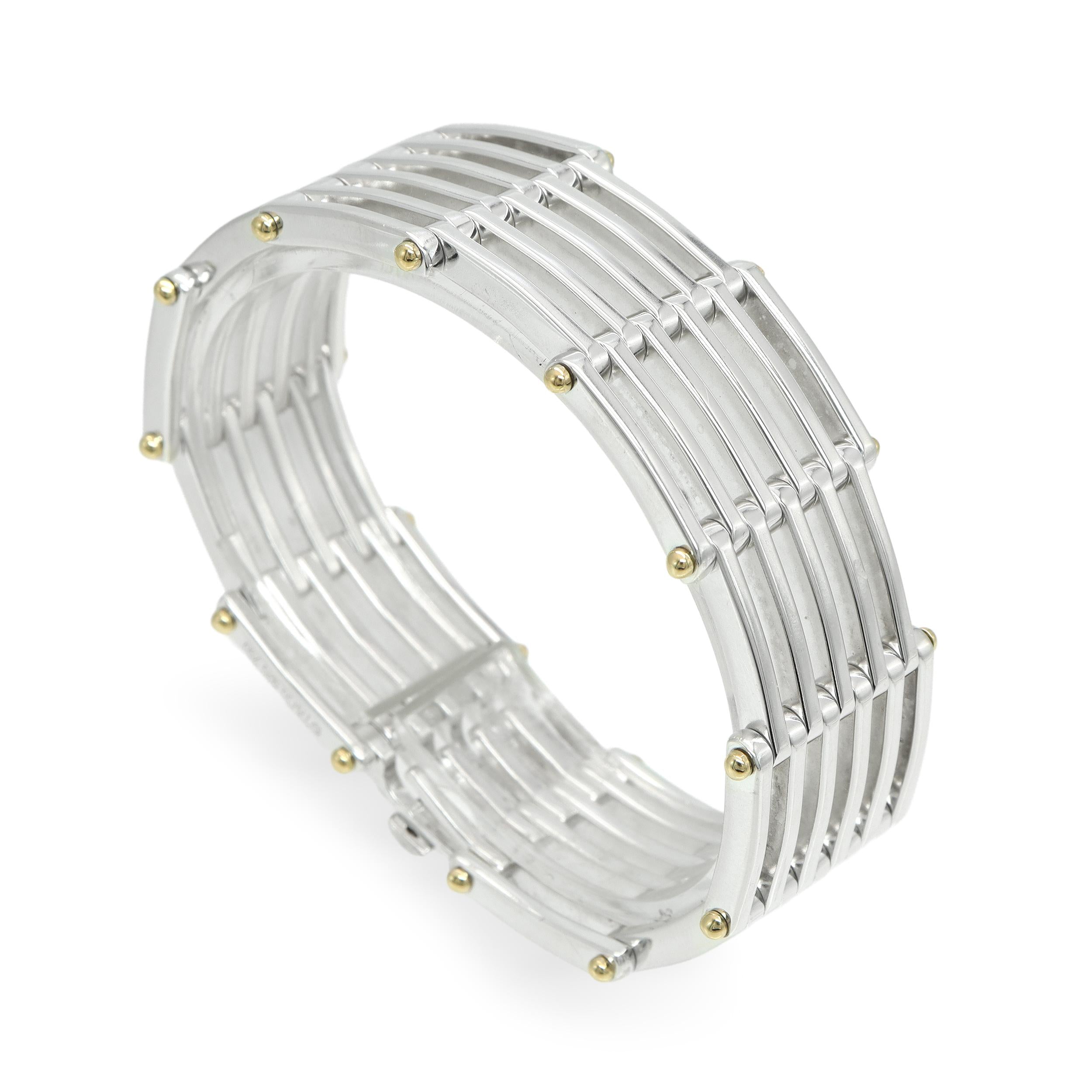 Tiffany & Co. Sterling Silver 18k Gold Gate Link Bracelet