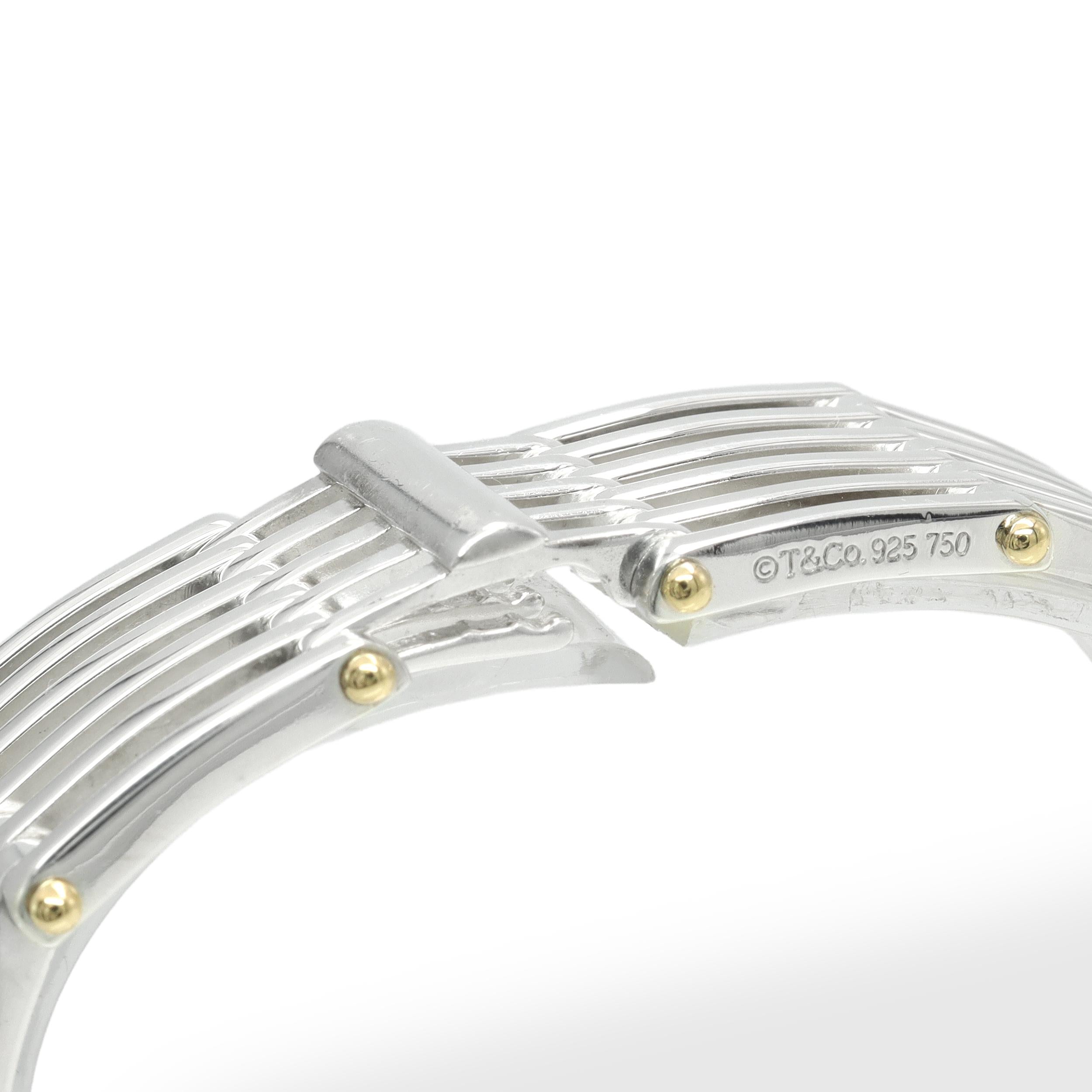 Tiffany & Co. Sterling Silver 18k Gold Gate Link Bracelet