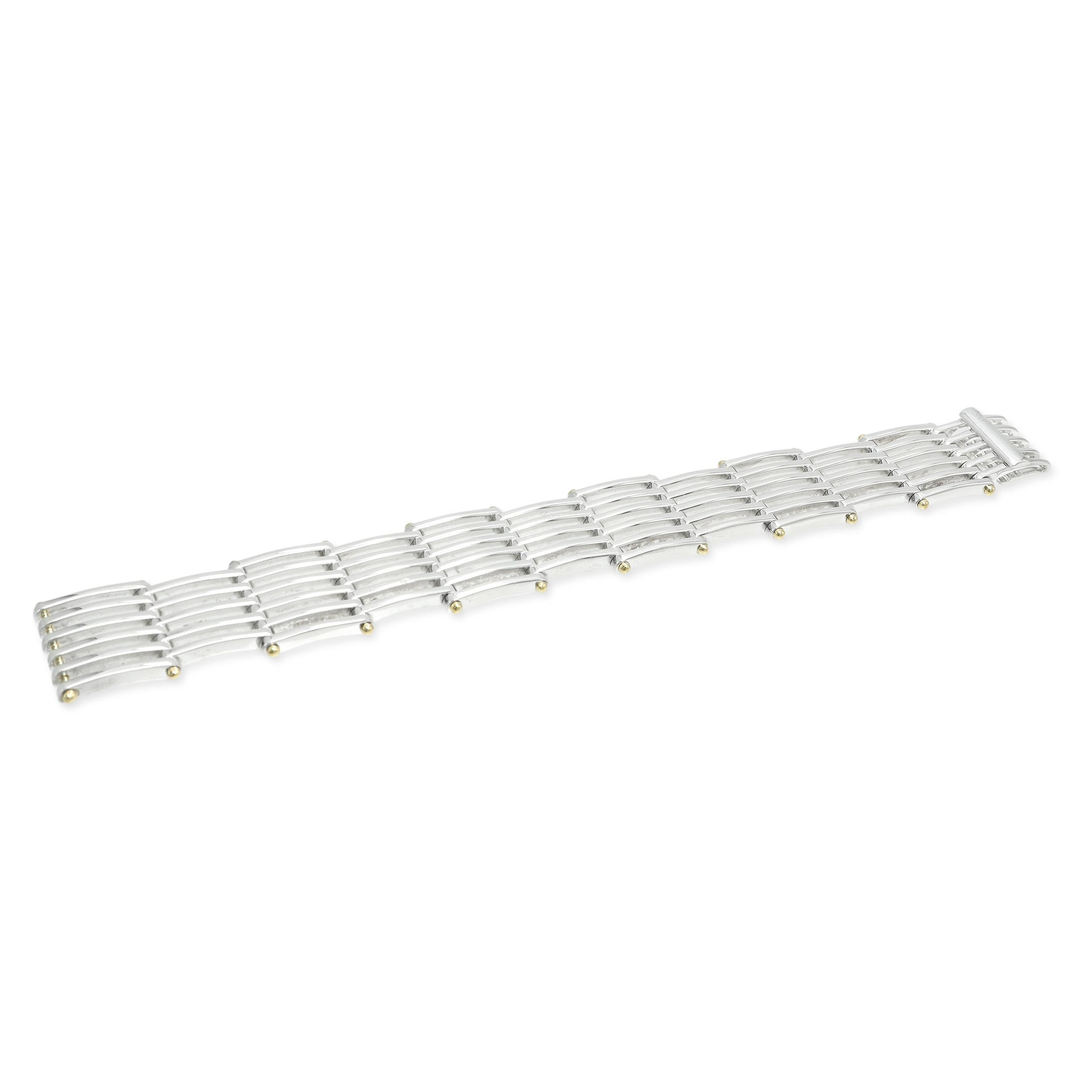 Tiffany & Co. Sterling Silver 18k Gold Gate Link Bracelet