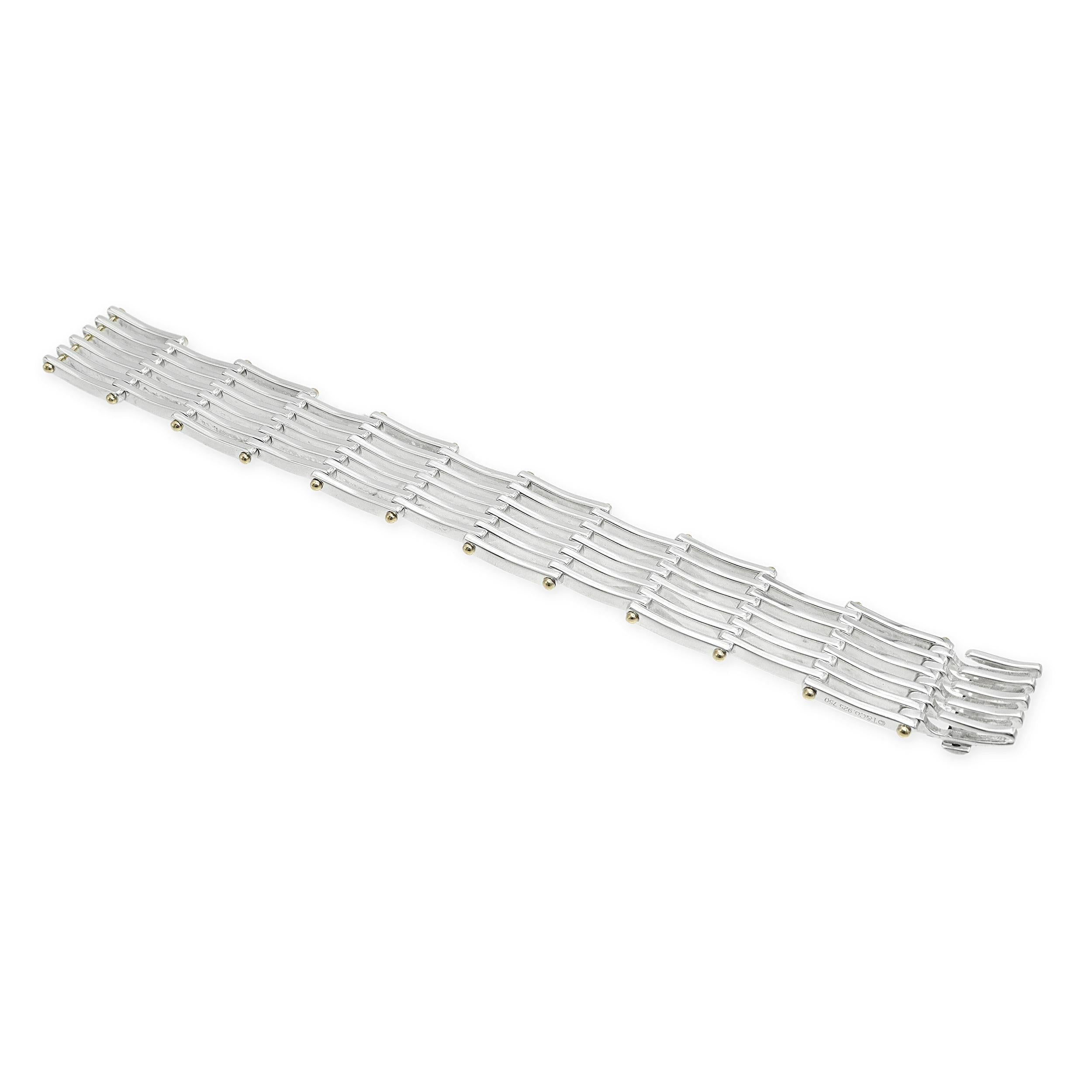 Tiffany & Co. Sterling Silver 18k Gold Gate Link Bracelet