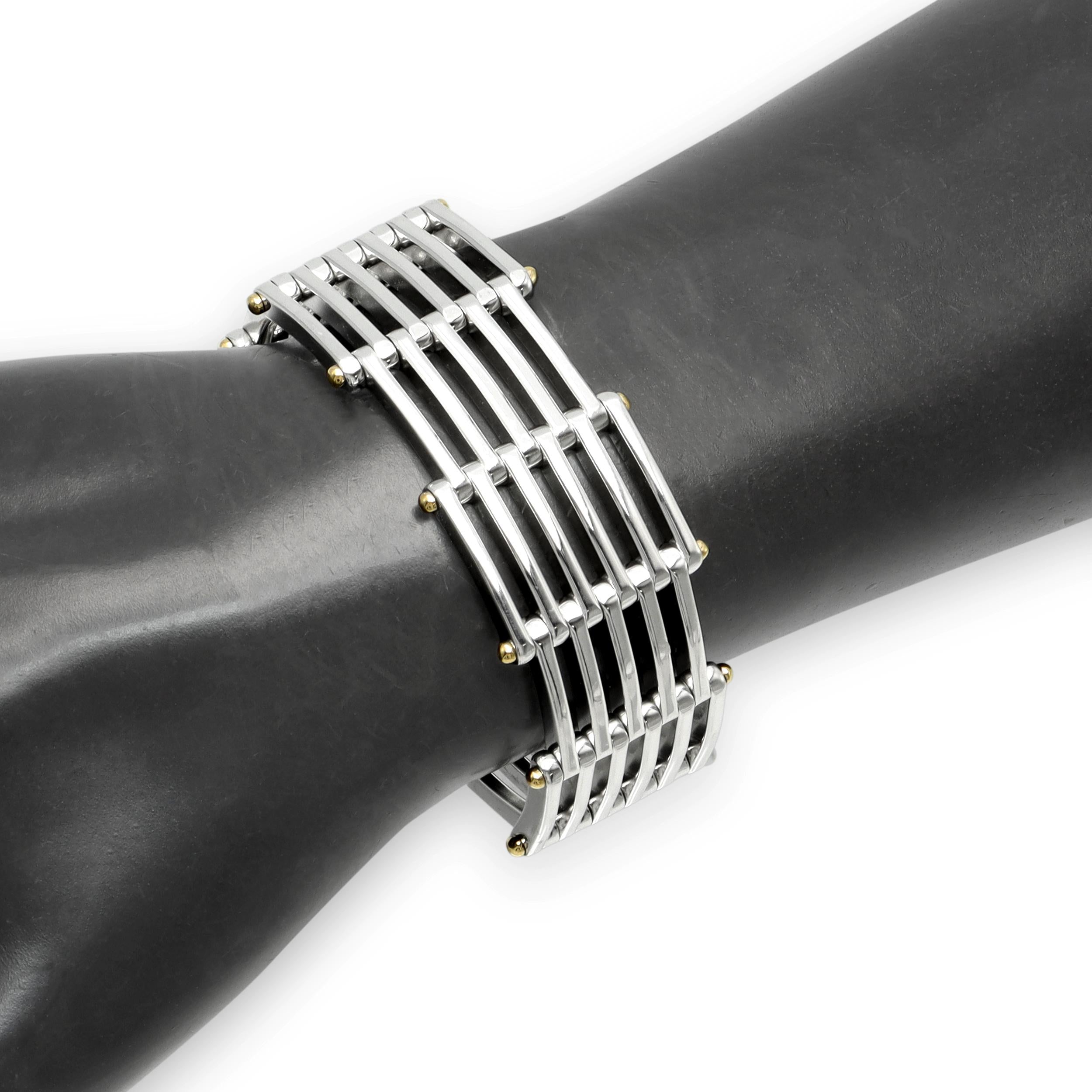 Tiffany & Co. Sterling Silver 18k Gold Gate Link Bracelet