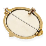 Antique Yellow Gold Frame Ceramic Cameo Brooch Pendant