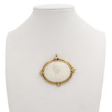 Antique Yellow Gold Frame Ceramic Cameo Brooch Pendant